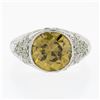 Image 5 : Antique Platinum GIA 2.64 ctw Old European Fancy Color Diamond Engraved Ring