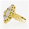 Image 6 : Vintage 18k Gold Oval Cut Frosted Quartz Rock Crystal Diamond & Sapphire Ring