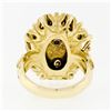 Image 7 : Vintage 18k Gold Oval Cut Frosted Quartz Rock Crystal Diamond & Sapphire Ring