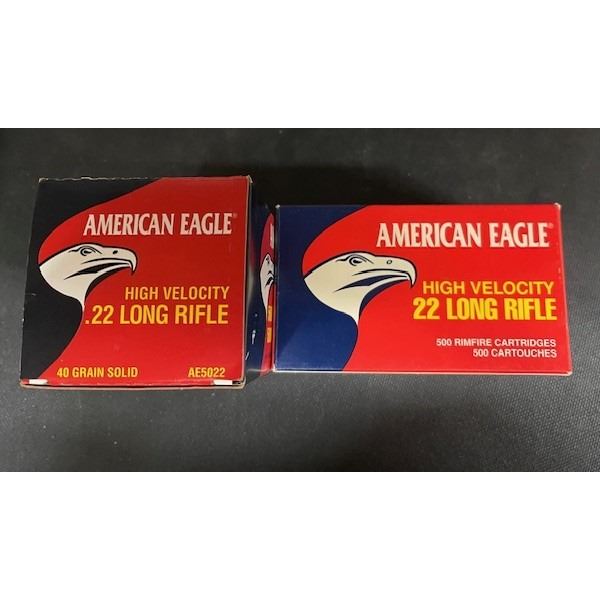 2 BRICKS OF 500 EACH  (10 - 50/bx) FEDERAL AMERICAN EAGLE 22LR 40gr HIGH VELOCITY AMMUNITION
