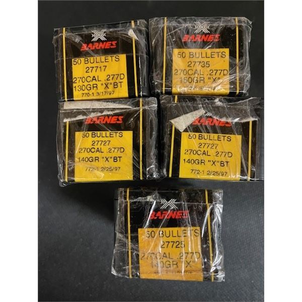 5 BOXES BARNES 270 CAL 130gr BULLETS