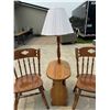 Image 3 : WOODEN CHAIRS AND LAMP-TABLE WITH MAGAZINE RACK