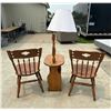 Image 6 : WOODEN CHAIRS AND LAMP-TABLE WITH MAGAZINE RACK