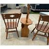 Image 7 : WOODEN CHAIRS AND LAMP-TABLE WITH MAGAZINE RACK