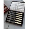 Image 2 : 2 CASED VINTAGE CARVING SETS, AND CASED BUTTER KNIFE SET