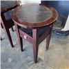 Image 2 : PAIR OF MATCHING END TABLES WITH LEATHER INSERT TOP
