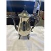 Image 8 : SILVER PLATE TEAPOT, CREAM AND SUGAR, AND 6 COLLECTOR SPOONS