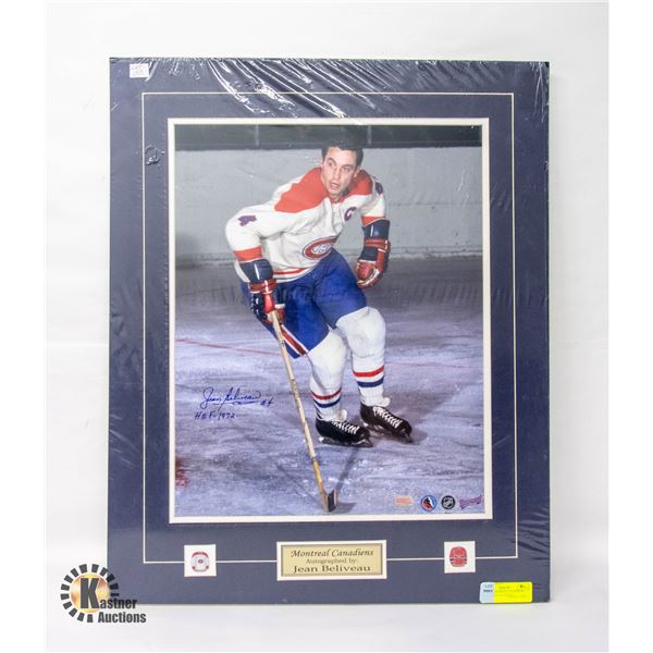 SIGNED MONTREAL CANADIENS JEAN BELIVEAU #4 H.O.F.
