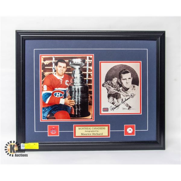 FRAMED AUTHENTIC SIGNED MAURICE RICHARD PHOTO