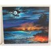 Image 1 : Waves, Moon and Fire Limited Edition Canvas Giclee Art Print #9/50 Signed by Walfrido Garcia 24" x  