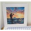 Image 1 : Surfer Sunrise Matted Paper Art Print 12" x 12"