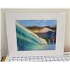 Image 1 : Ocean Scene Matted Paper Art Print 11" x 14"