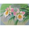Image 2 : Orchids Serigraph on Silk, by David Lee, Ltd. Edition #199/250 w/ Original Signature 25"x19"