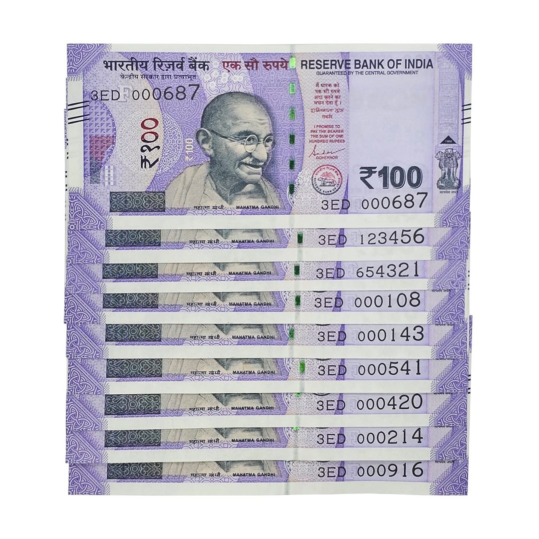 40 Rupees Note Paper Money, Republic India, 100 Rupees, Set of 40 Notes
