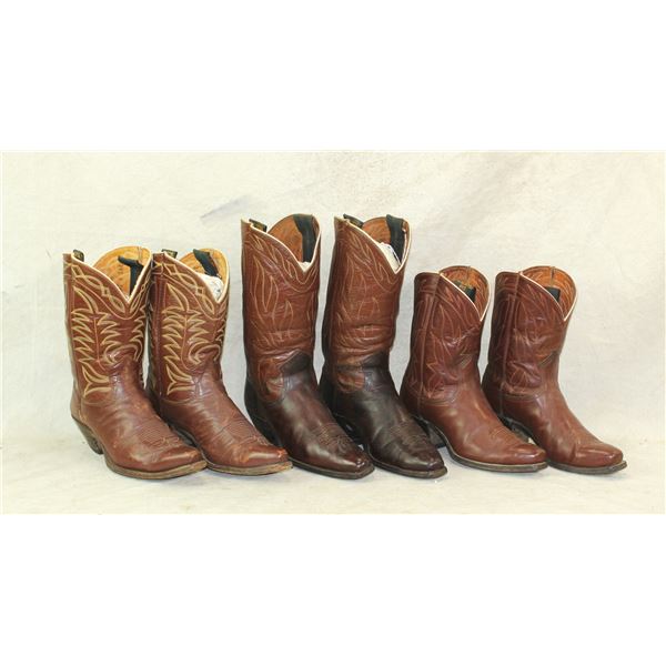 Lot of 3 Pair of Cowboy Boots