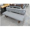 Image 1 : 5-Grey Cloth Oak Trim Contemporary Benches - 5 X $