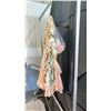 Image 2 : LADIES PRETTY PEACH FLOWERED DRESS WITH BOW DETAILS AND BELL SLEEVES