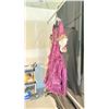 Image 2 : LADIES 1750'S STYLE BROCADE/SATIN DRESS WITH BEAD DETAILS AND BELL SLEEVES - DAILY RENTAL $135