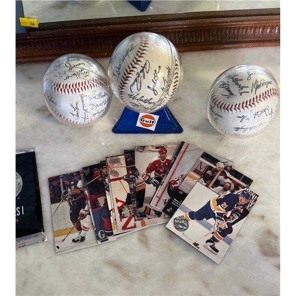 Gulf Promo Signed Baseballs and Hockey Cards