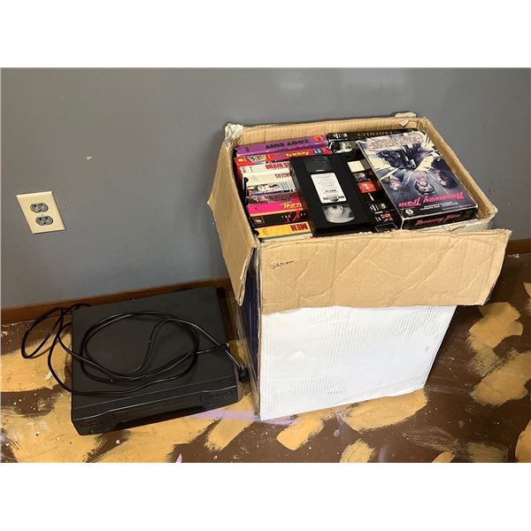 VCR and Large Collection of VHS Tapes