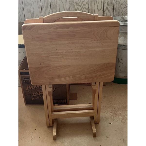 Vintage Wood TV Trays with Stand