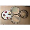 Image 1 : Collection of Silver Plated Brass Trays and Lazy Susan