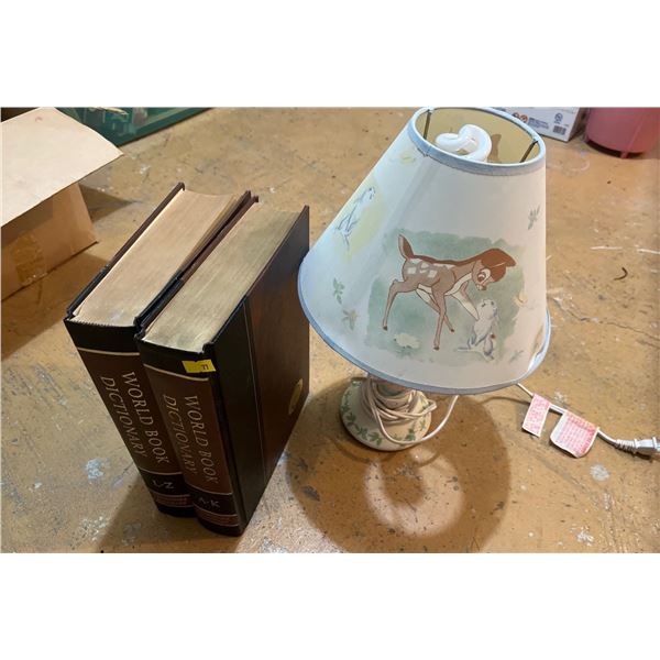 World Book Encyclopedia Dictionary and Disney Bambi Lamp