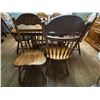 Image 2 : Hardwood Dining Table and Chairs 60Lx40Wx30H plus 2 12W leaves 6 Chairs total, 2 with arms