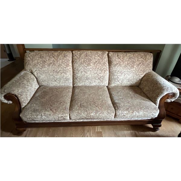 Paisley Fabric Upholstered Fabric and Hardwood Sofa 91Lx40Dx37H seat height 17.5H