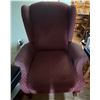Image 1 : Burganady Fabric Queen Anne Style Recliner Chair (worn fabric/staining on arms)