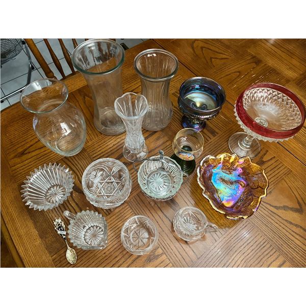 Collection of Crystal and Glass Vases and Serving Pieces