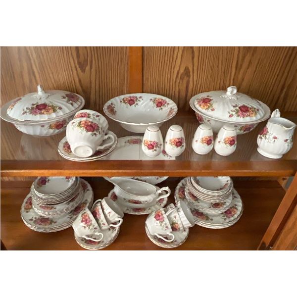 Myott "Rose Garden" China Set, 8 Full Place Setting plus Serving Dishes and Salt & Pepper Shakers
