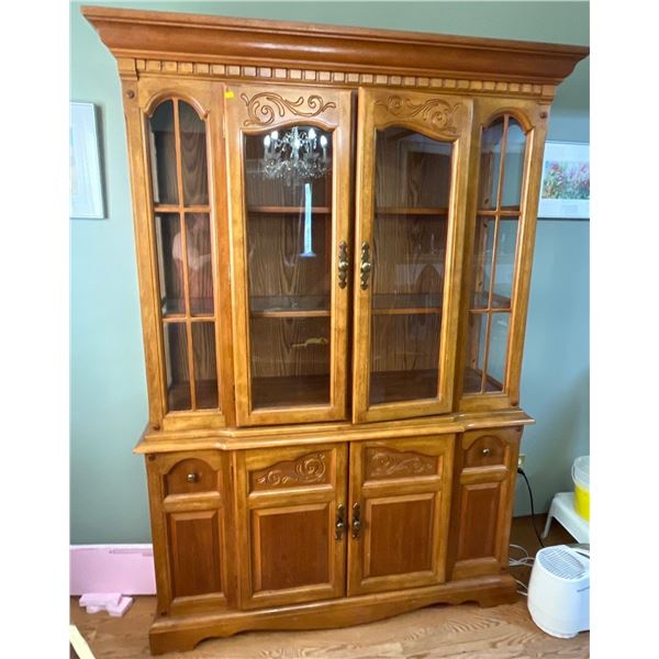 One Piece Hardwood China Hutch (matches Dining Suite) with interior lighting 54Wx17Dx78.5H