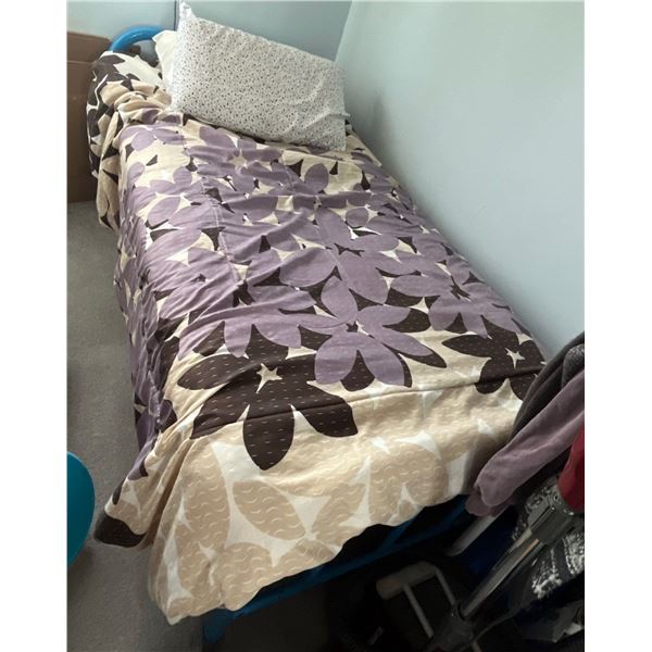 Blue Metal Frame Twin Bed (Frame, Mattress and Bedding Included)