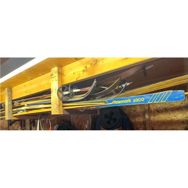 Large Collection of Cross Country Skis, Poles, Shoes and Ski Wax
