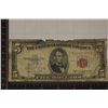Image 1 : 1953-B US $5 RED SEAL BILL (TOUGHER SHAPE)