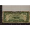 Image 2 : 1953-B US $5 RED SEAL BILL (TOUGHER SHAPE)