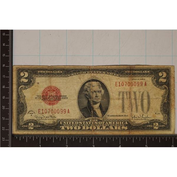 1928-G US $2 RED SEAL BILL
