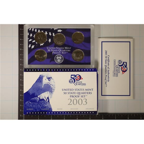 2003 US 50 STATE QUARTERS PROOF SET WITH BOX AND
