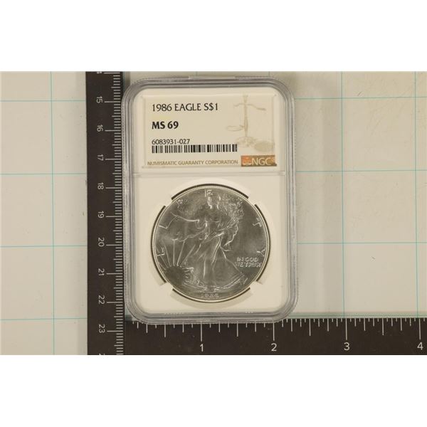KEY DATE 1986 AMERICAN SILVER EAGLE NGC MS69