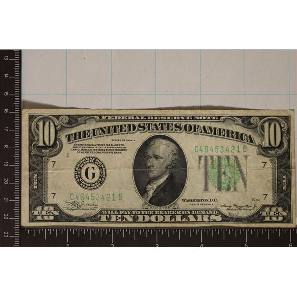 1934-A US $10 GREEN SEAL FRN BILL