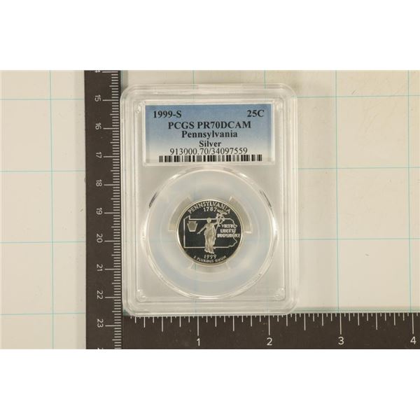 1999-S SILVER PENNSYLVANIA QUARTER PCGS PR70 DCAM