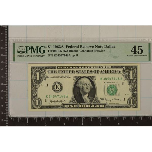1963-A US $1 FRN PMG CHOICE EXTRA FINE 45 FR#1901K