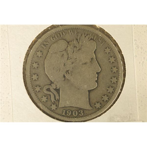1903 SILVER BARBER HALF DOLLAR VERY GOOD
