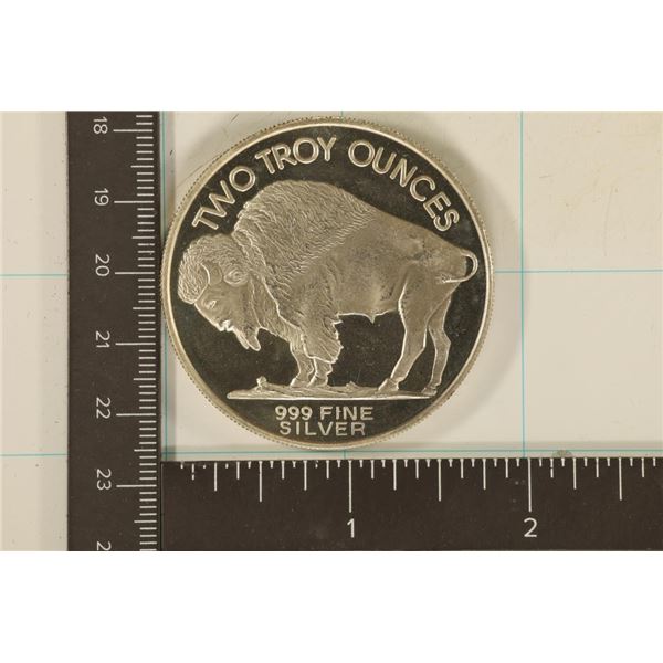 2 TROY OZ. OF .999 FINE SILVER PROOF ROUND WITH A