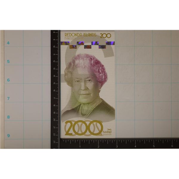 REDONDA ISLANDS 200 POUNDS BANK OF FANTASY CU