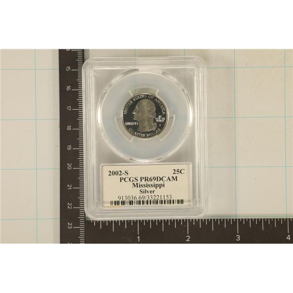 2002-S SILVER MISSISSIPPI QUARTER PCGS PR69 DCAM