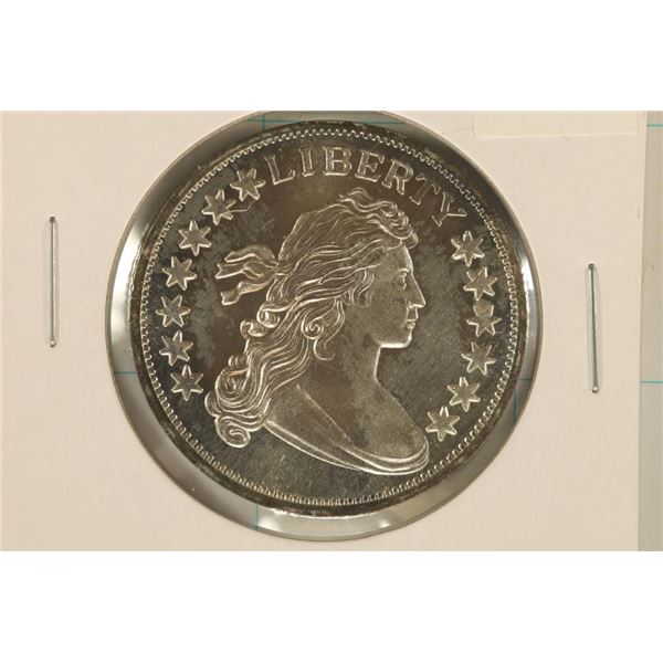 1 TROY OZ .999 FINE SILVER ROUND WITH DRAPED BUST