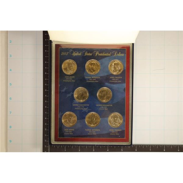 2007-P & D US 8 COIN PRESIDENTIAL DOLLAR UNC SET