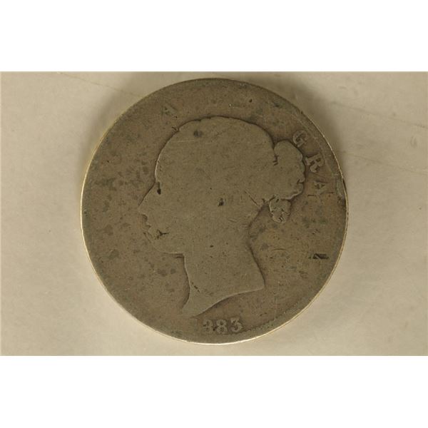 1883 GREAT BRITAIN SILVER HALF CROWN .4205 OZ. ASW